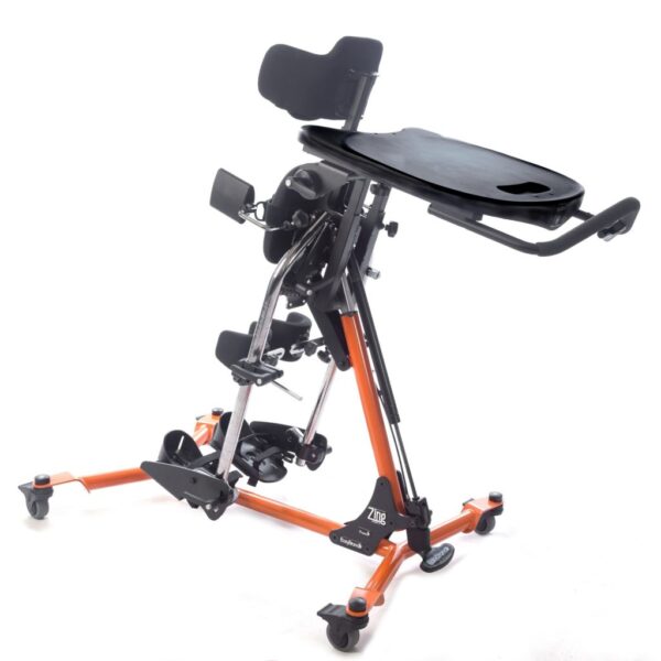 Zing Prone Size 2 stander with an orange frame.
