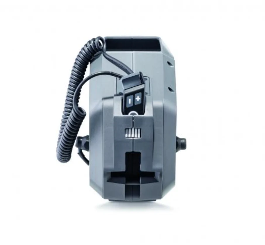 Alber Via Go wheelchair power assist unit showing switches and connection