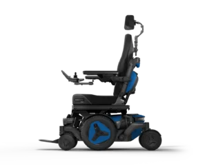 M4 Nexa power wheelchair from Permobil in blue.